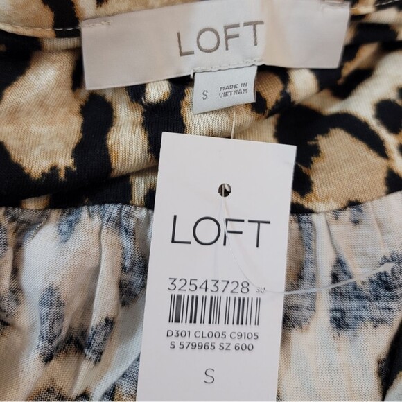 LOFT Leopard Print Ruffle Mixed Media Sleeveless Top Size Small - Picture 5 of 9
